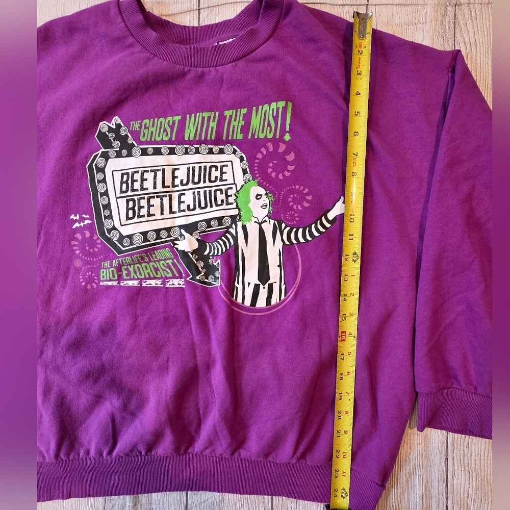 Beetlejuice Branded Size XXL Unisex Crewneck Sweatshirt Purple Halloween Creepy - Picture 6 of 6